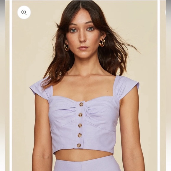 LPA Tops - LPA penelope XS lavender scrunched button down crop top